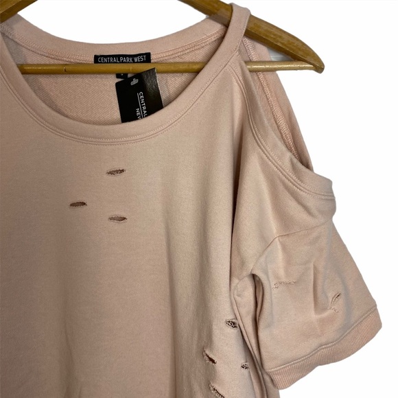 Central Park West Distressed Ripped Retro Peach T-Shirt Short Sleeve Small S - Picture 8 of 11